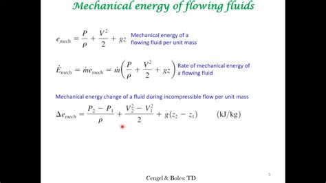 Mechanical Energy Of Flowing Fluid Elements Youtube