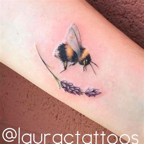 The Cutest Little Bee Tattoo Lavender Tattoo Bee Tattoo Bumble Bee