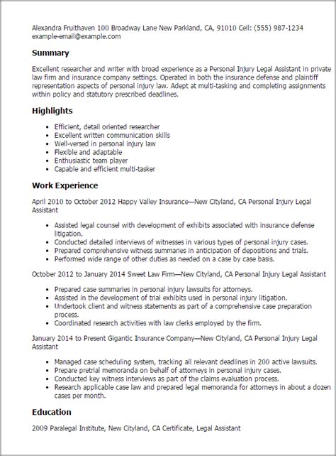 Finding the inspiration to write an awesome resume can be tough. Professional Personal Injury Legal Assistant Templates to ...