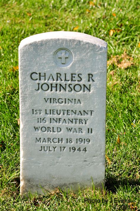 116th Infantry Regiment Roll Of Honor 1lt Charles Richard Johnson