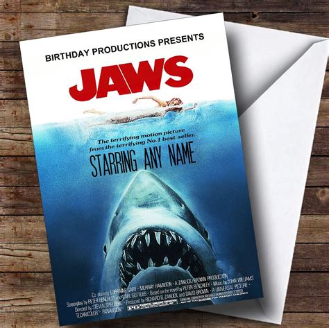 Spoof Jaws Shark Movie Poster Funny Personalised Birthday Card The