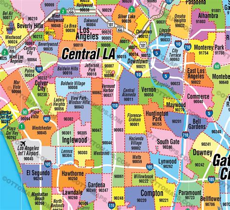 West Los Angeles Zip Code Map Valley Zip Code Map