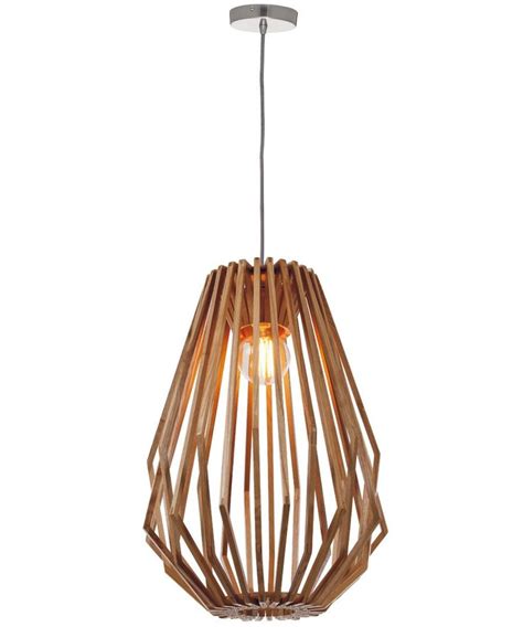 Stockholm 1 Light Tall Flair Pendant In Natural Wood Wood Pendant