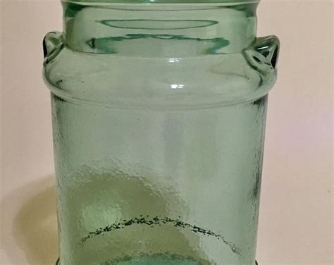 Green Glass Milk Jug Canister Apothecary Jar 10 34 Tall Etsy