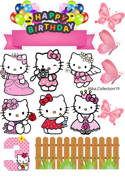 Topper Hello Kitty Happy Birthday Party Kue Hello Kitty Anak Kucing
