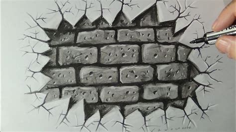 Drawing A Cracked Brick Wall Time Lapse Youtube