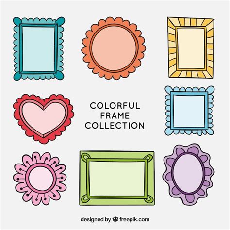 Colección De Marcos Coloridos Con Estilo De Dibujo A Mano Vector Gratis