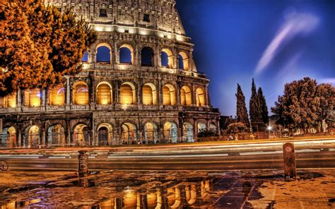 Wallpaper Colosseum Rome Italy Street Night Hdr 1920x1200