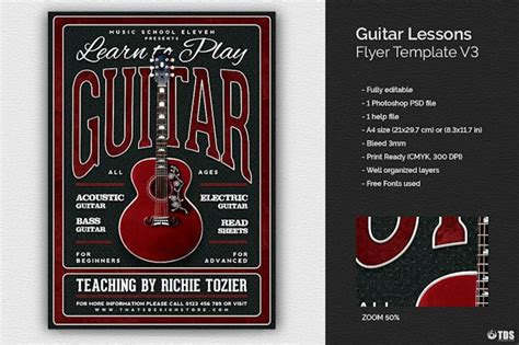 Guitar Lessons Flyer Template V3 Design Template Place