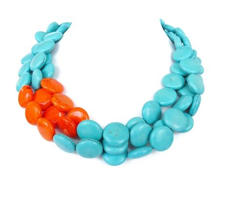 Orange And Turquoise Necklace Asymmetrical By Wildflowersandgrace