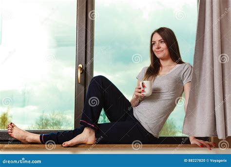 Young Girl In Morning Stock Photo Image Of Awaken Coffee 88227820