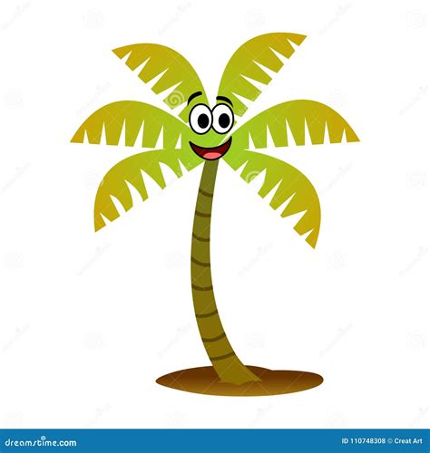 Cartoon Palm Treepalm Tree Vector Isolated On White Background Stock