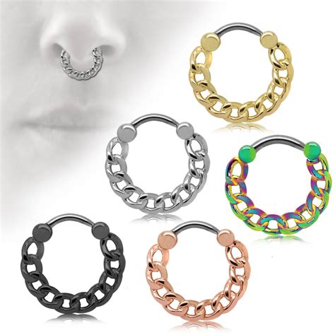 Septum Piercing Chain Links Clicker Nose Piercing Helix Ring Shield