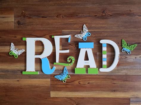 Read Letters Read Sign Kids Wall Decor Book Room Letters Etsy