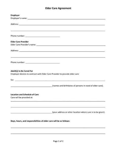 Free Printable Caregiver Forms Printable Form