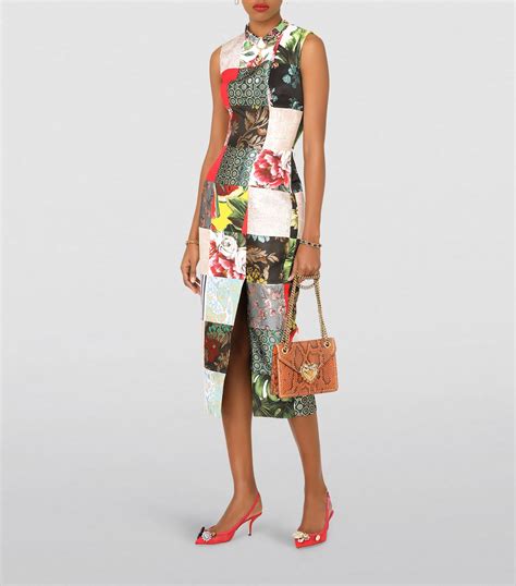 Dolce And Gabbana Multi Patchwork Midi Dress Harrods Uk