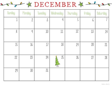 Blank December Calendar Printable Printable Word Searches