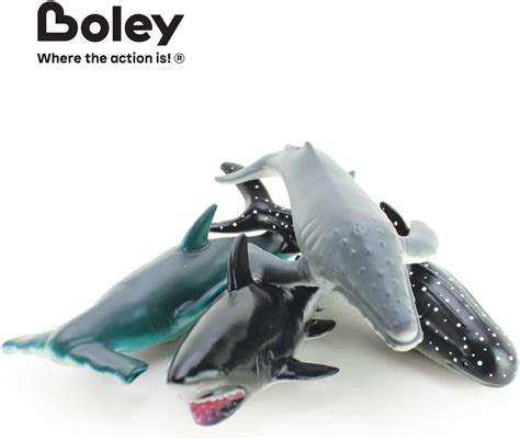 Boley 4 Piece Soft Whale And Shark Figure Toys Realistic Humpback