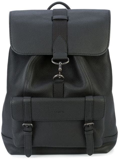 Coach Mens Bleecker Pebbled Leather Backpack In Black Modesens