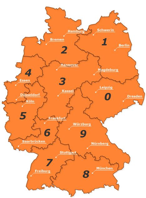 PLZ-Karte Deutschland - Postleitzahlenkarte mit PLZ-Gebiete