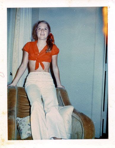 Polaroid Of Girl In Tied Blouse Posing On Chair 1969 Flickr 1960s Fashion New Fashion