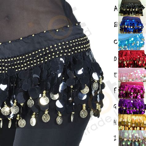 Egypt Belly Dance Dancing Hip Scarf Wrap Belt Skirt Sequins Tassels