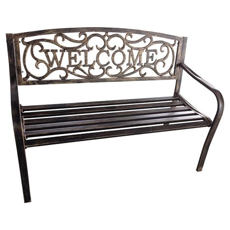 Sold and shipped by the lakeside collection. Welcome 4 ft. Metal Curved Back Garden Bench - Antique ...