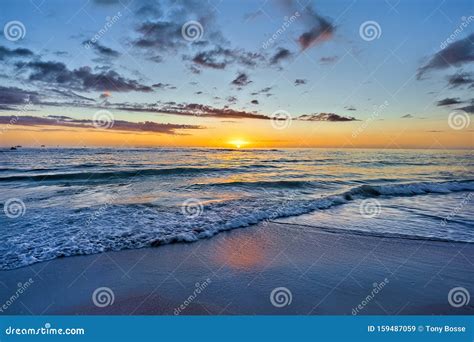 Sunset Over Ocean Sea And Waves Stock Image Image Of Ocean Outdoors