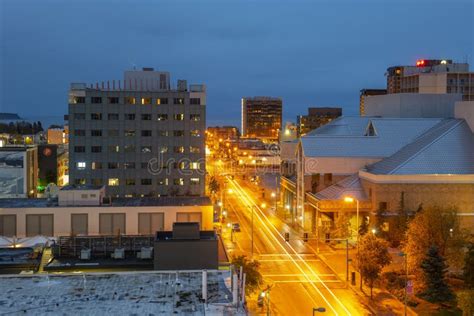 Anchorage Downtown At Night Alaska Ak Usa Stock Image Image Of