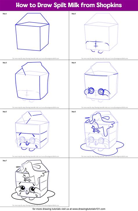 how to draw spilt milk from shopkins shopkins step by step