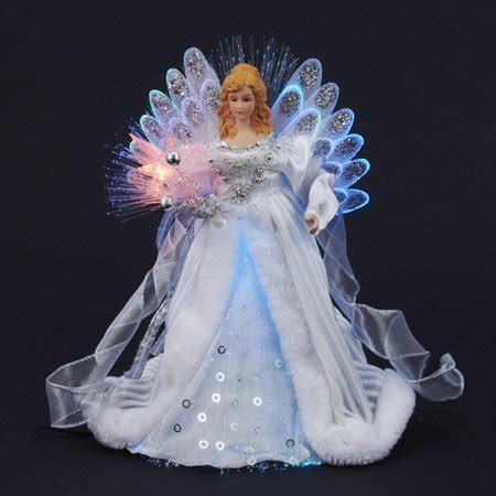 Does anyone still have their christmas tree up? 12" Elegant Silver and White LED Light Fiber Optic Angel ...