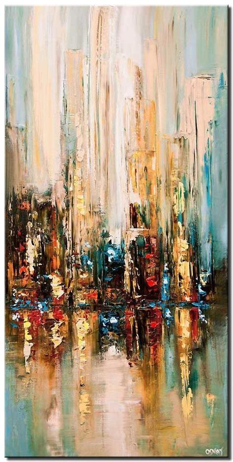 Modern Palette Knife Abstract City Painting Wall Hanging Modern Art