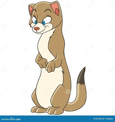 A Happy Cartoon Weasel Running And Smiling Stock Vect