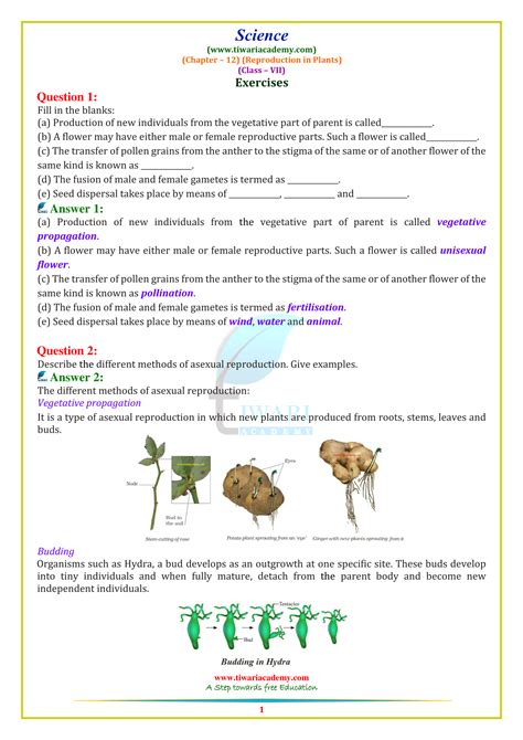 Short Notes And Formulas Of Class Science Chapter Reproduction In Plant