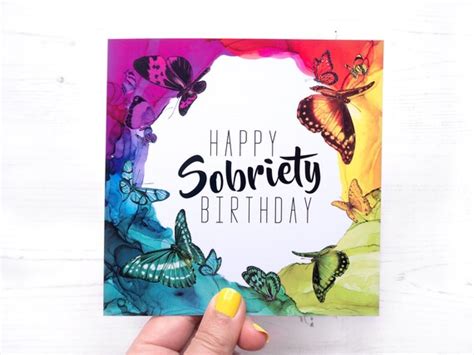 Sober Birthday Card Sobriety Anniversary Alcoholics Etsy Uk