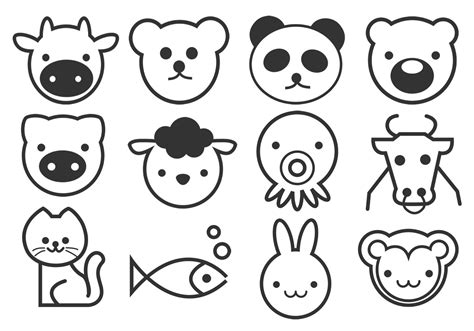 Outline Cute Animals Vector Pack 80285 Vector Art At Vecteezy