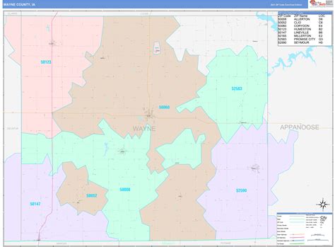 Wayne County Ia Wall Map Color Cast Style By Marketmaps