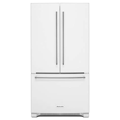 Kitchenaid 36 In W 20 Cu Ft French Door Refrigerator In White