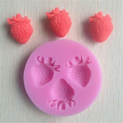 New Three Holes Strawberry Fruit Silicone Mold Fondant Molds Sugar Craft Tools Chocolate Mould