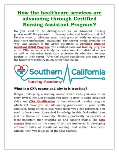 Nurse Assistant Training Program