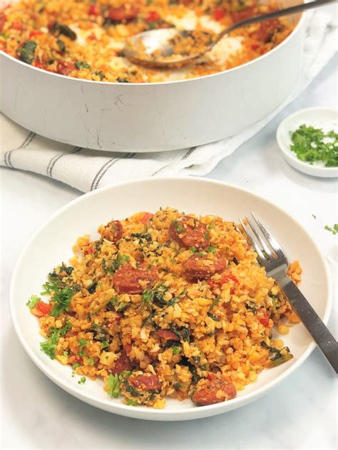Blumenkohl -Reis Pfanne mit Chorizo low carb