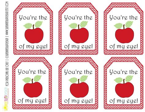 Printable Teacher Appreciation Gift Tags You Re The Apple Of My Eye By SUNSHINETULIPDESIGN