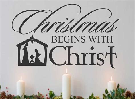 Christmas Begins With Christ Nativity Scene Decal Holiday Quote