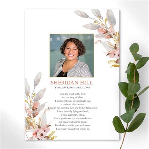 Memorial Cards For A Funeral With Photo And Poem For A Life Celebration