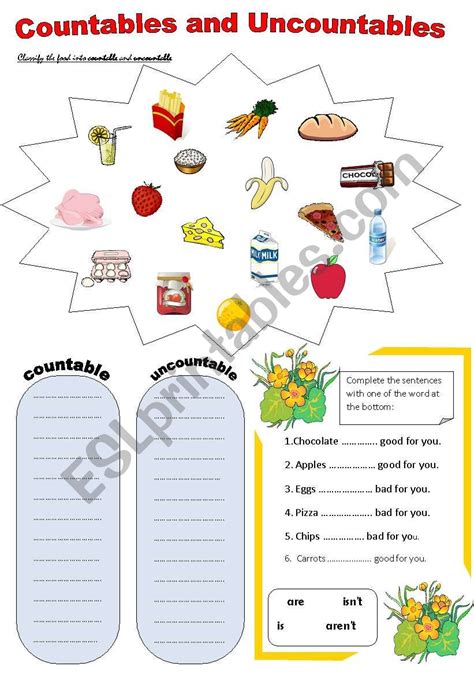 Countable And Uncountable Worksheet For Grade 4 Download Worksheet