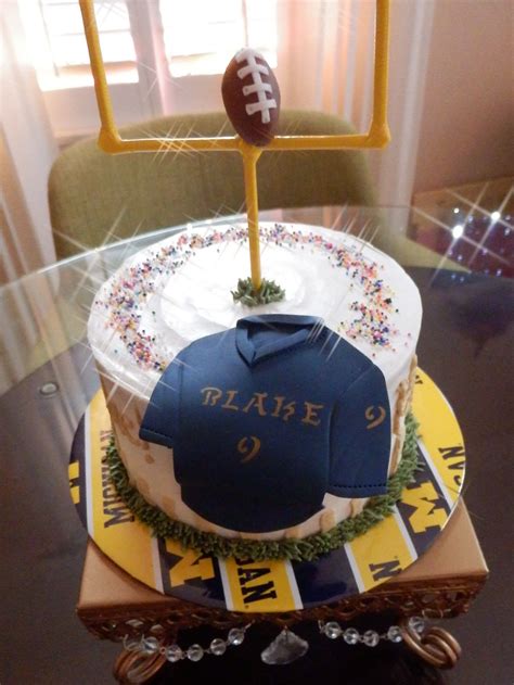 Fc barcelona cake with shirt cookie on top. Michigan Football birthday cake | Buttercream cake designs ...