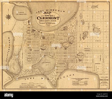 Map Of The Town Site Of Clermont Sumter County Florida 1884 By A F