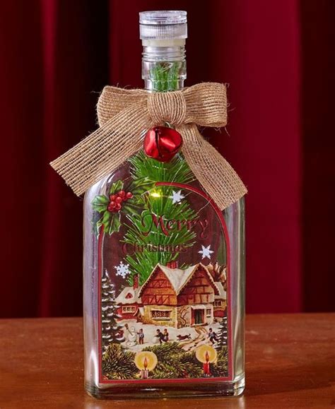 Christmas House Lighted Vintage Bottle In 2021 Christmas Wine Bottles