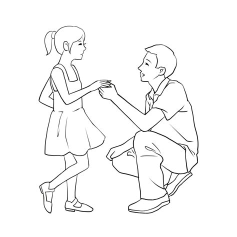 Line Drawing Father And Daughter Holding Hands Father S Day Father S