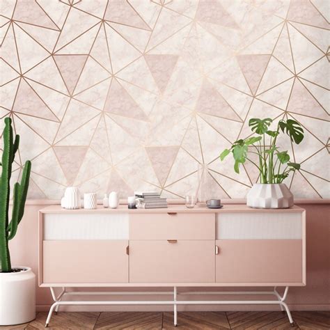 Zara Shimmer Metallic Wallpaper Soft Pink Gold With Images